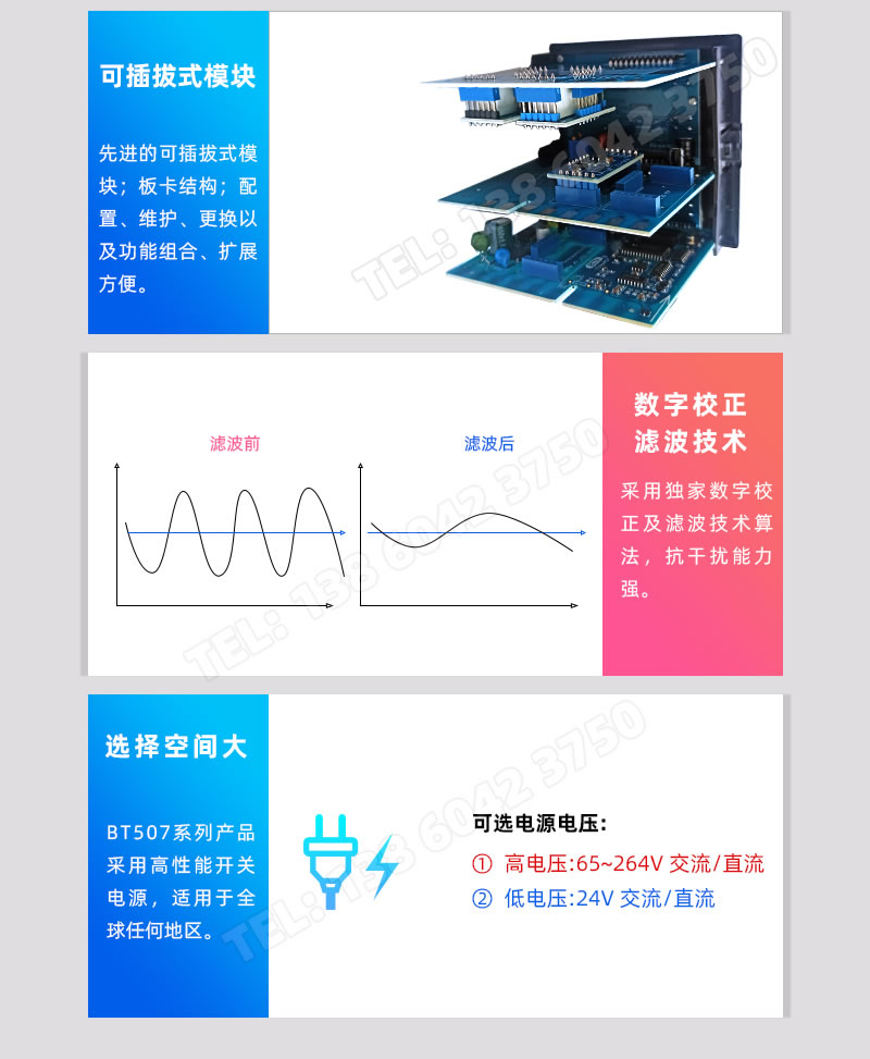 先進(jìn)的可插拔式模塊、板卡結(jié)構(gòu)、數(shù)字校正濾波技術(shù)